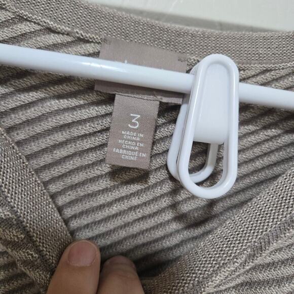 Chico’s Striped Knit Top Size XL 3 Gray Heavy Sweater 3/4 Sleeve Casual - Picture 3 of 7